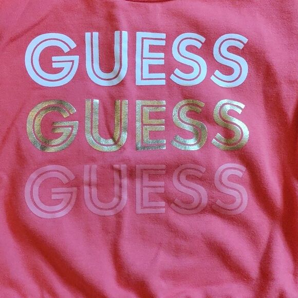 Guess Sweatshirt size 4 Coral Sweatshirt Cotton Fall gold Accents - Picture 2 of 5